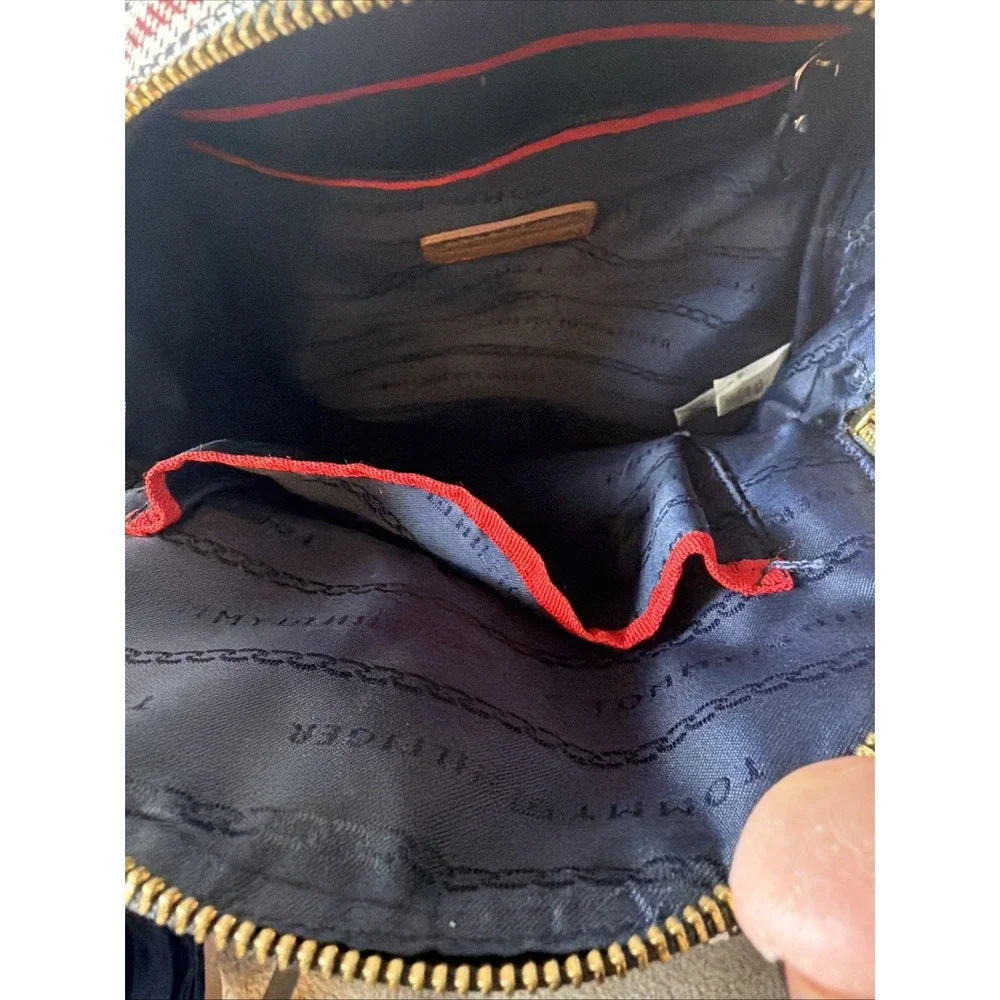 Tommy Hilfiger Women's Black And Red Plaid  Backpack Monogram Printed Logo